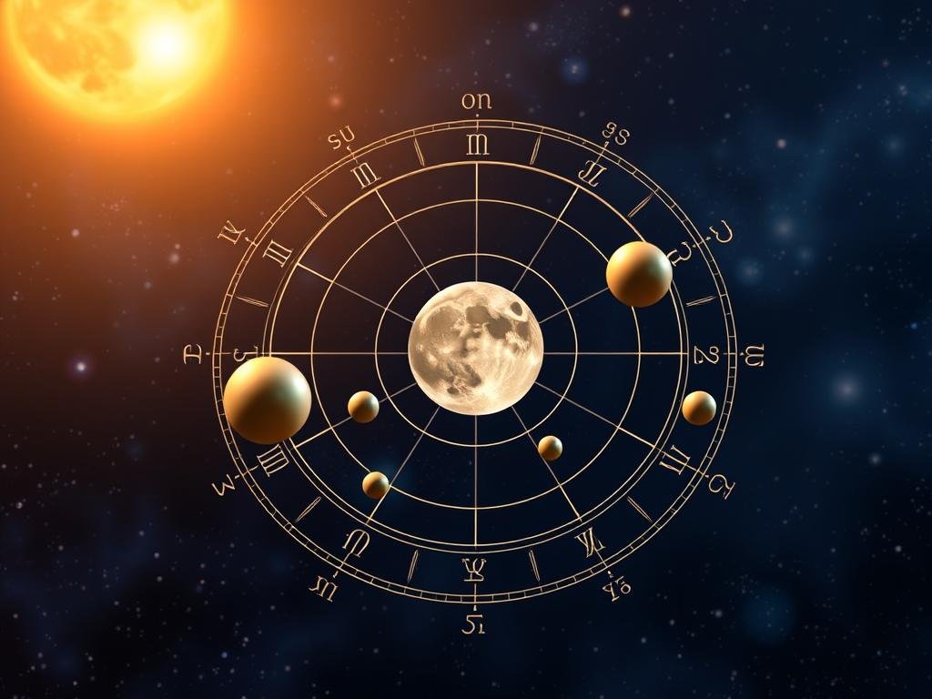 3D solar system model used in Moon Reading analysis showing planetary positions at birth 3D solar system model used in Moon Reading analysis showing planetary positions at birth