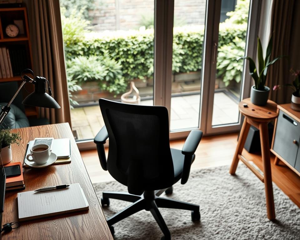 A cozy home office setup illustrating A cozy home office setup illustrating