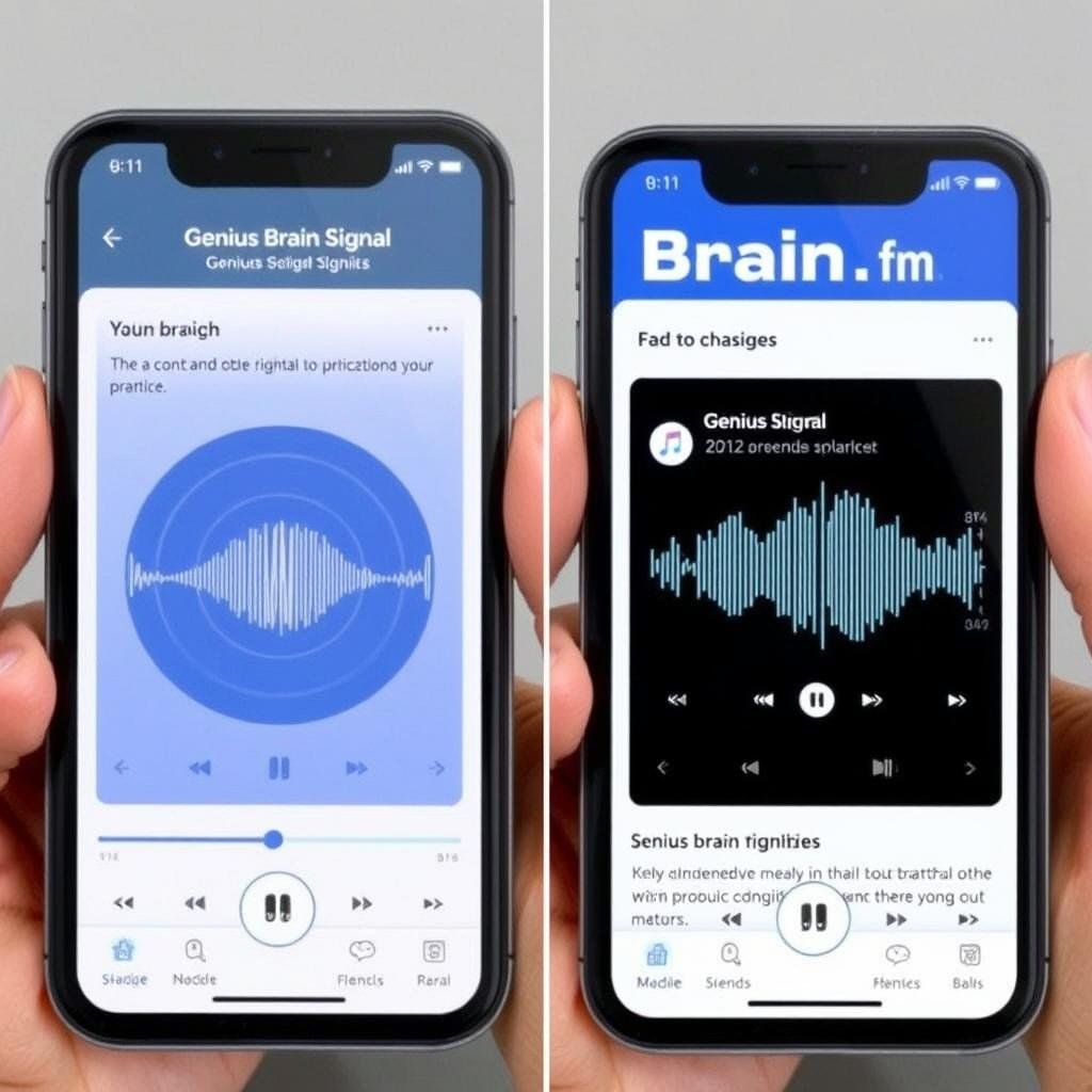 Comparison between Genius Brain Signal and Brain.fm interfaces Comparison between Genius Brain Signal and Brain.fm interfaces