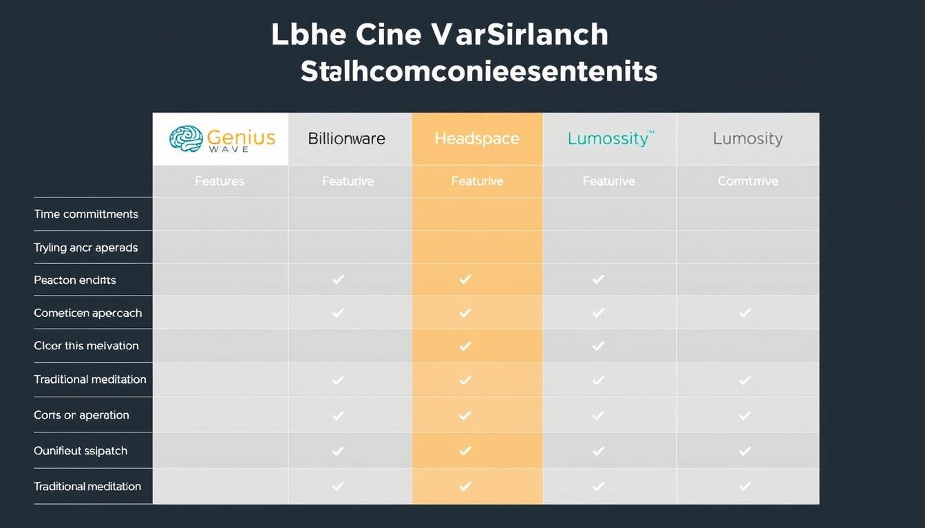 Comparison chart of Genius Wave versus other brain enhancement programs