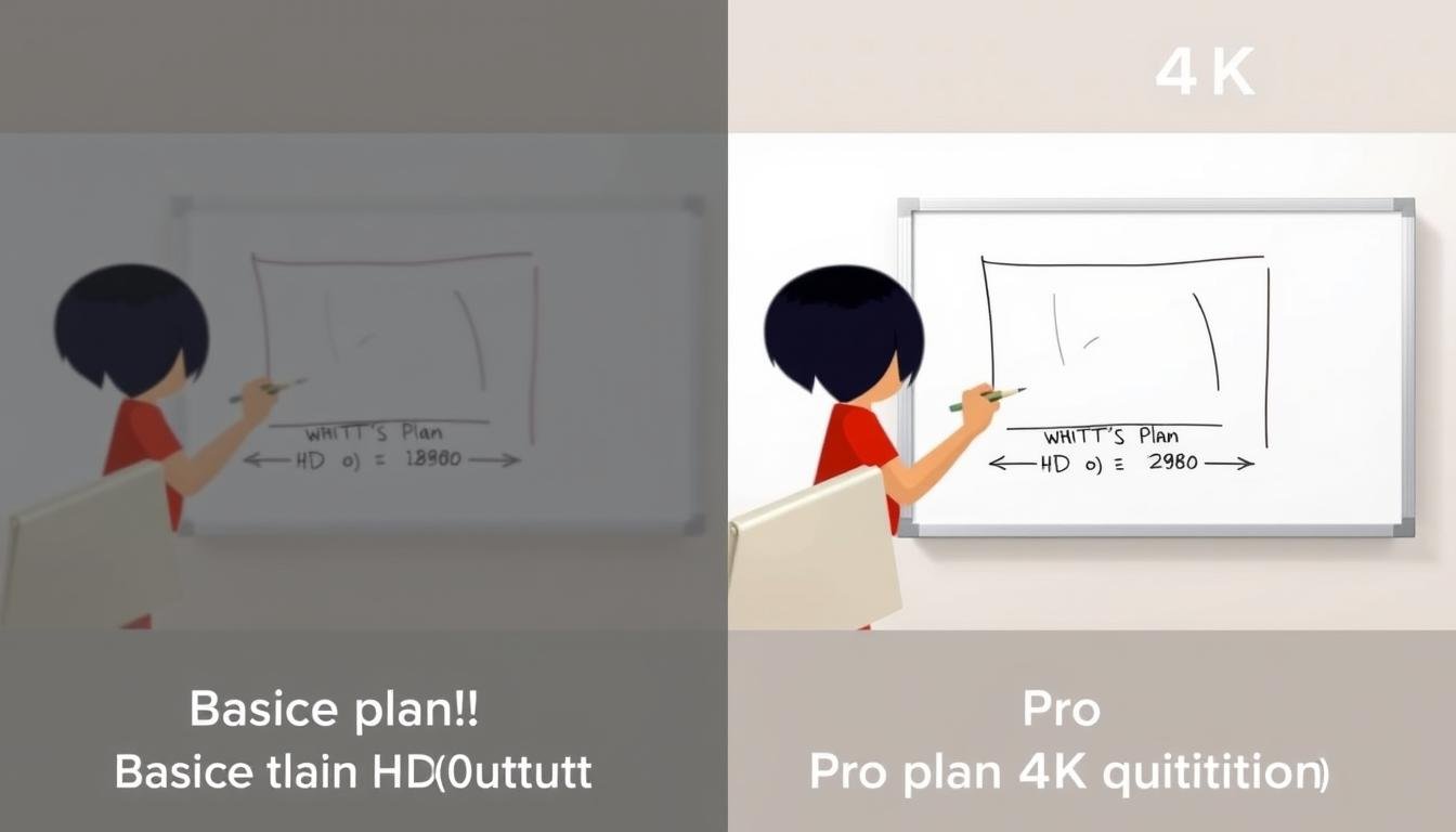 Comparison of InstaDoodle video quality between Basic and Pro plans