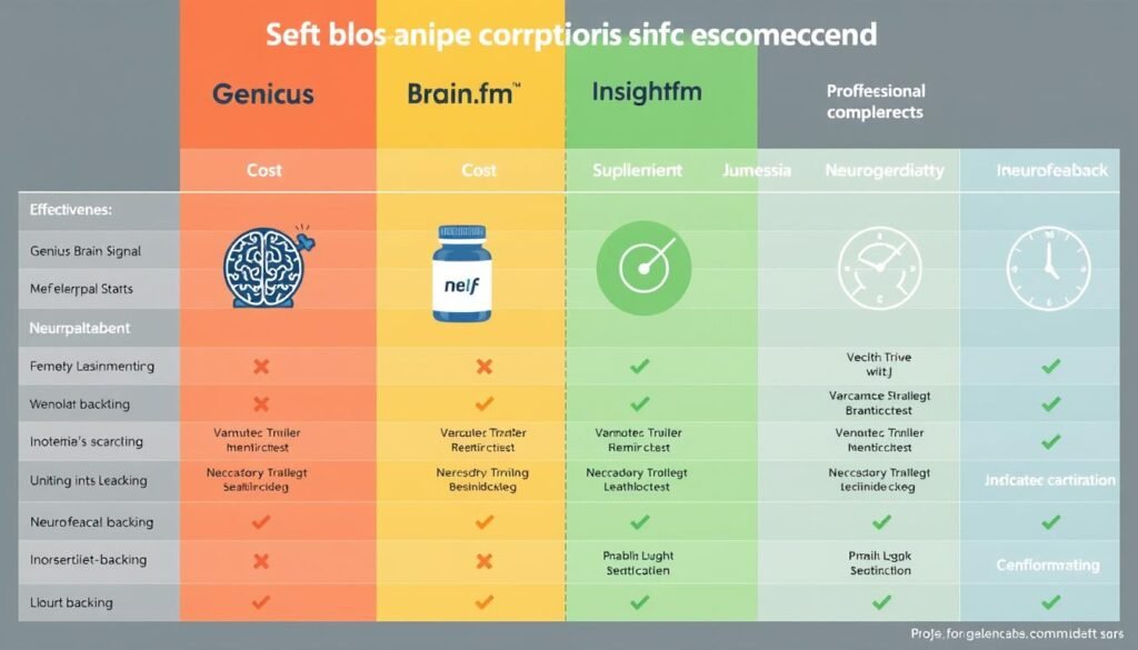 Comparison of different cognitive enhancement methods including brainwave entrainment Comparison of different cognitive enhancement methods including brainwave entrainment