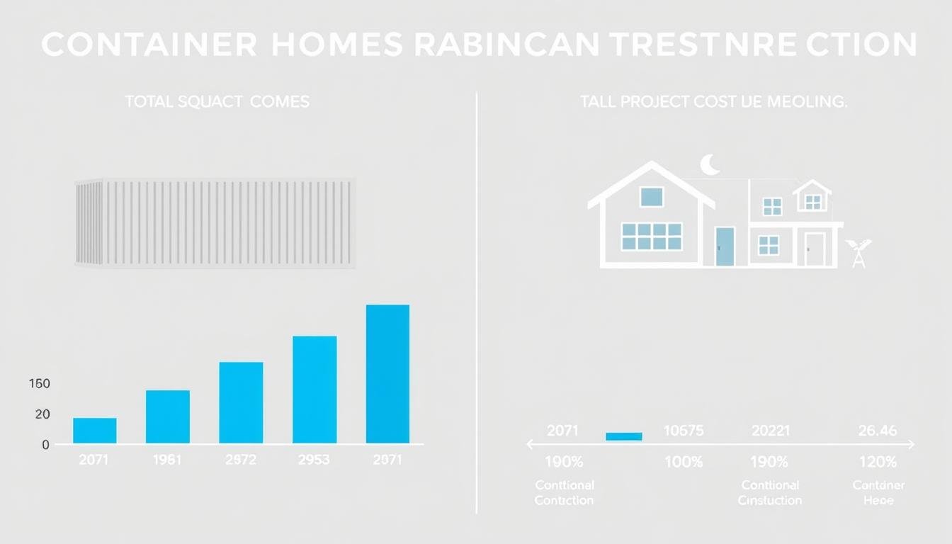 Cost comparison chart showing container homes vs traditional construction costs per square foot