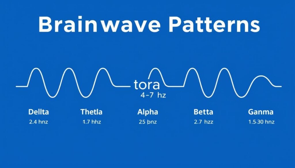 Diagram showing different brainwave patterns with theta waves highlighted