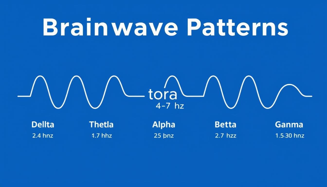 Diagram showing different brainwave patterns with theta waves highlighted