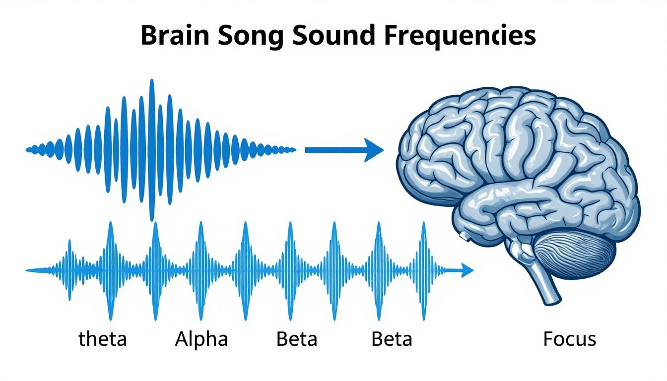 Diagram showing how Brain Song's sound frequencies influence brainwave patterns
