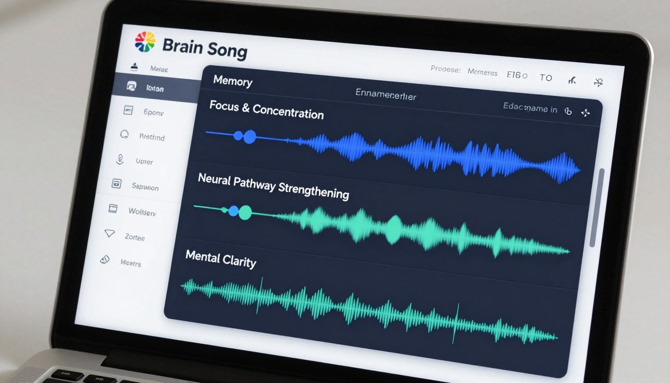 Digital display of Brain Song program components showing different audio tracks