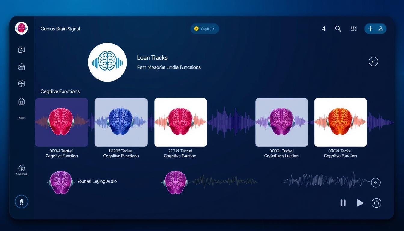 Genius Brain Signal program interface showing brainwave entrainment audio tracks