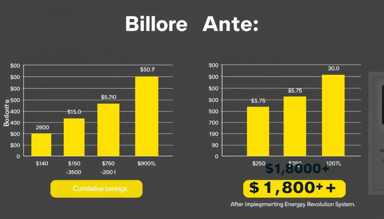 Graph showing potential savings after implementing Energy Revolution System to reduce electricity bill