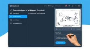 InstaDoodle whiteboard animation software interface showing the DoodleAI engine in action