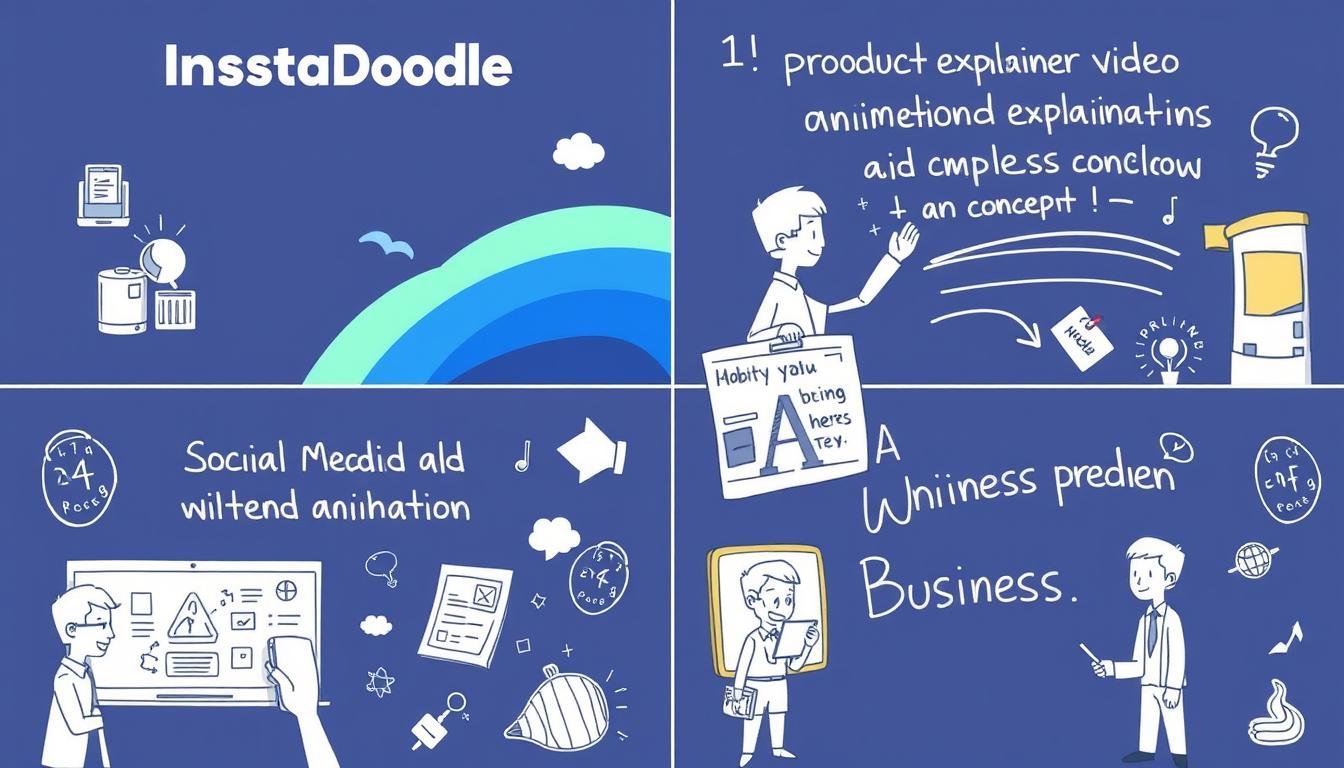 Multiple examples of InstaDoodle being used for different marketing and educational purposes
