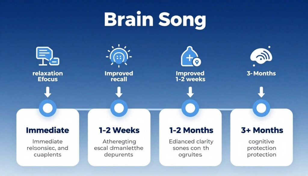 Results timeline showing progression of Brain Song benefits over time Results timeline showing progression of Brain Song benefits over time