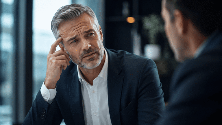 Man who forgot a name during a professional conversation